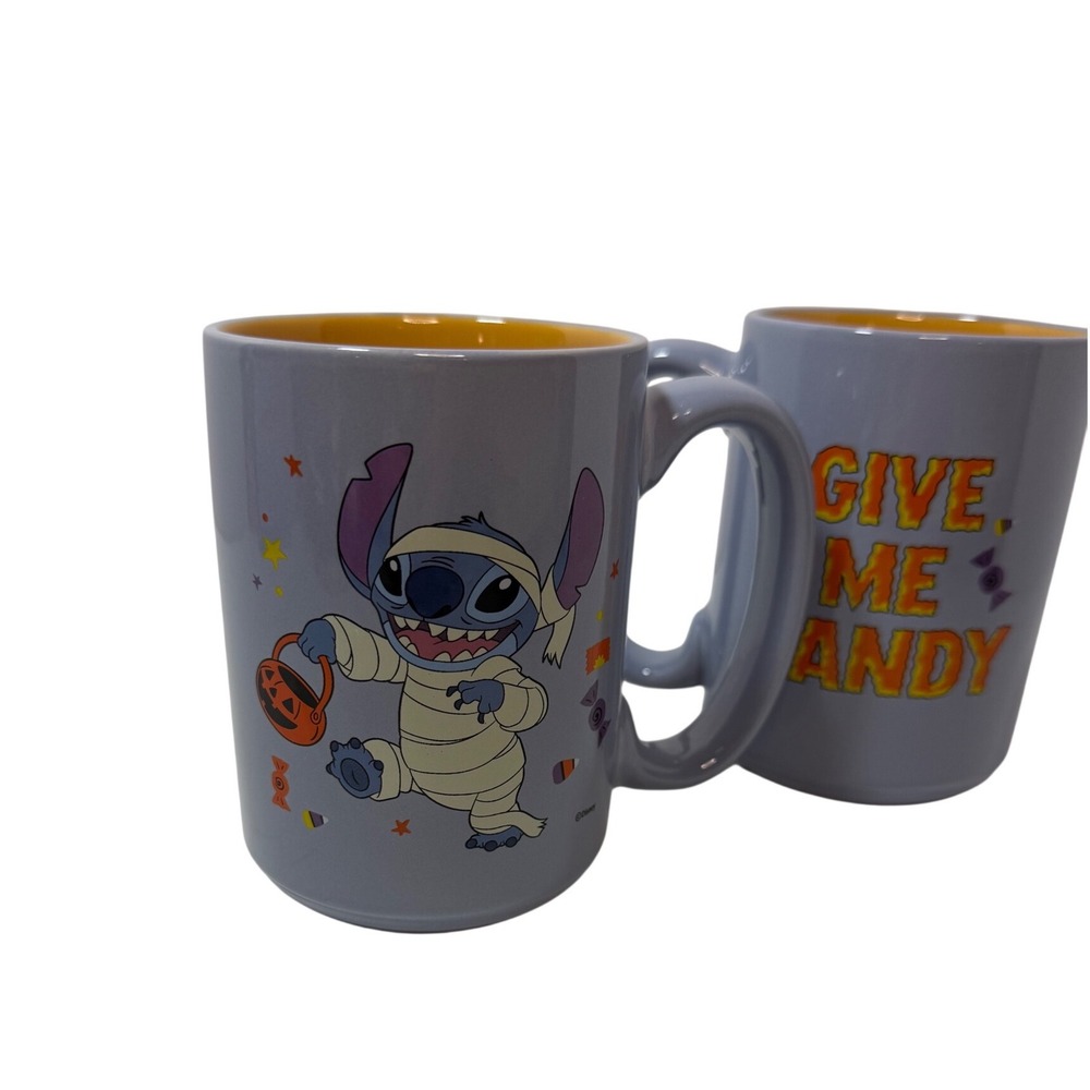 Disney Lilo & Stitch Halloween Mummy Coffee 2 Mug Set Zak Designs Give Me Candy